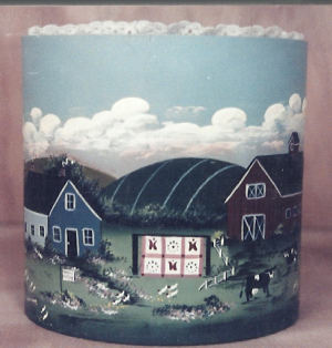 Country Scene On A Wooden Canister - Elaine Marshall