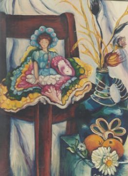 Antique Doll on Wooden Chair - Carole Spandau