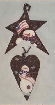 Tin Star and Heart Patriotic Snowman - Laurie Speltz