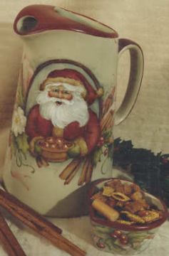 Cinnamon Santa Pitcher / Small Heart Dish # 112 - Jean Zawicki