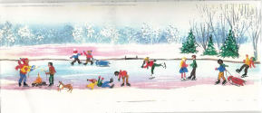 Skating on the Pond Barrel Stave - Laure Paillex